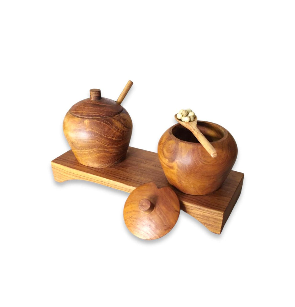 Wooden Salt And Paper Mini Pot
