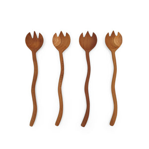 
                  
                    Load image into Gallery viewer, Wooden Tableware Minimalist Set of 4 Spoony Forks w Curved Handle
                  
                