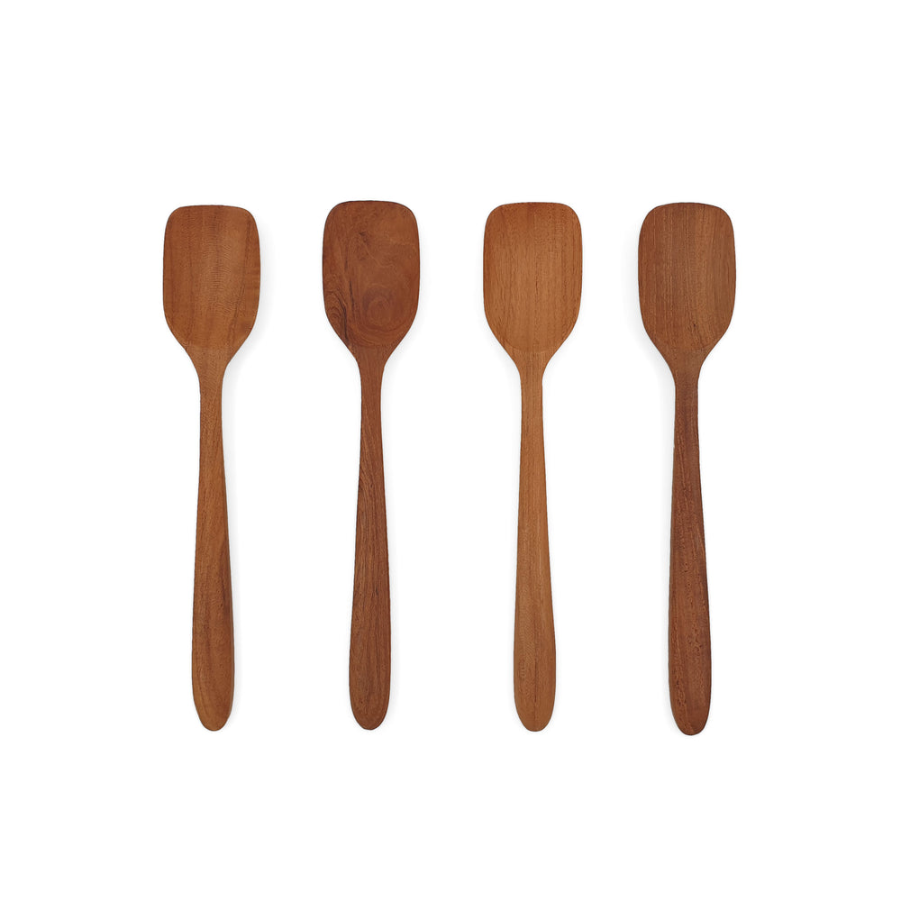 Wooden Tableware Set of 4 Squarish Spoons