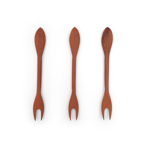 
                  
                    Load image into Gallery viewer, Wooden Tableware Natural Fork Leaf set of 3
                  
                