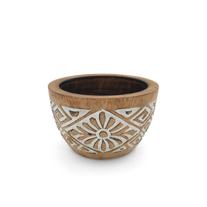 
                  
                    Load image into Gallery viewer, Wooden Flores Decorative Bowl White
                  
                