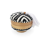 Balinese bead box round B&W stripes