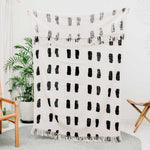 Natural White Cotton blanket black dots pattern front