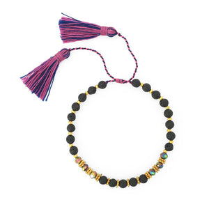 
                  
                    Load image into Gallery viewer, Bracelet lava stone and crystal with mix tassel
                  
                