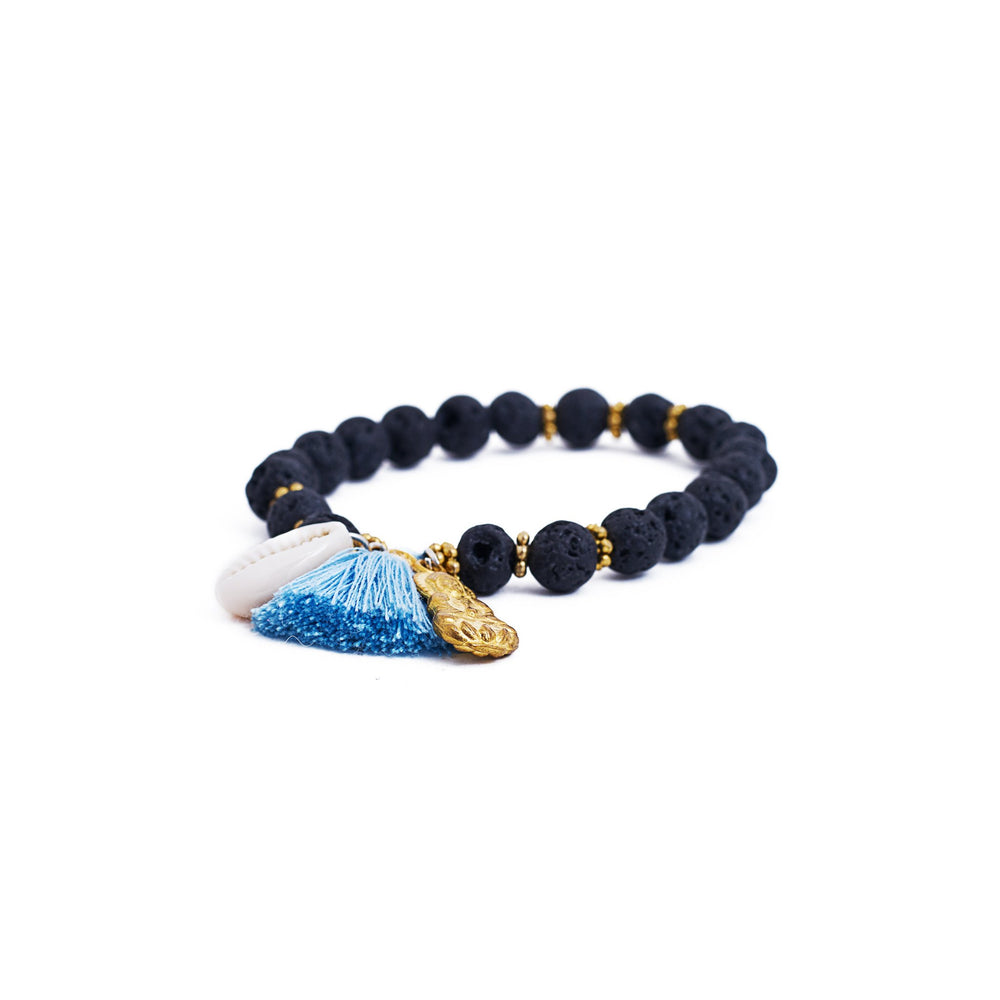 bracelet lava beads spiritual blue