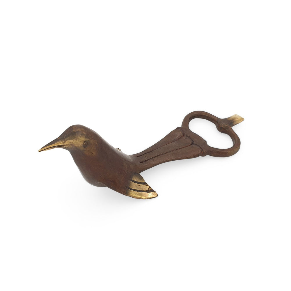 
                  
                    Load image into Gallery viewer, Solid brass bird bottle opener antique gold front
                  
                