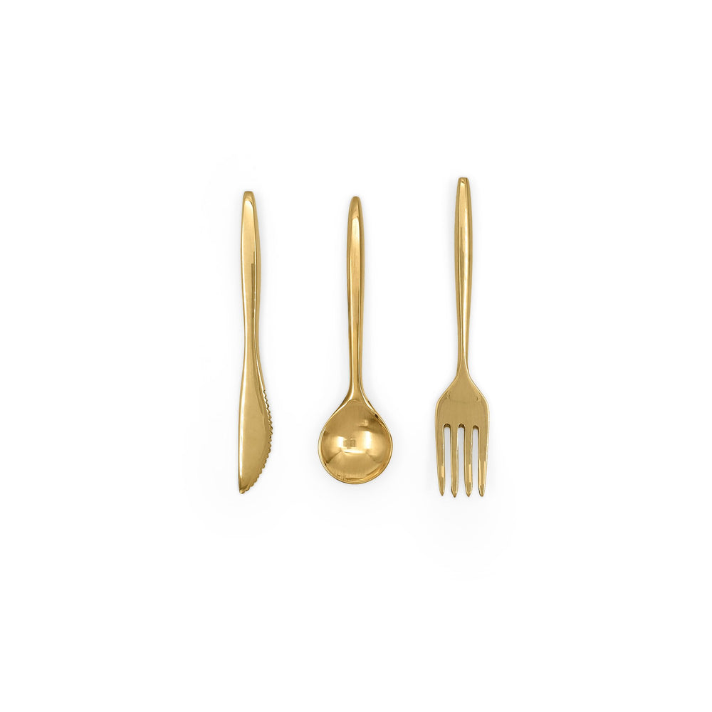 Minimalist brass desert cutlery