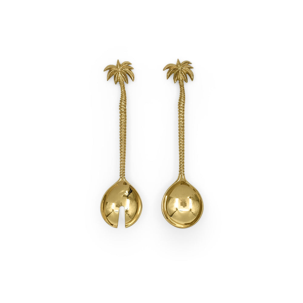 Solid Brass Serving Spoon Set Palm Tree