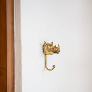 
                  
                    Load image into Gallery viewer, Brass Hook Rhino
                  
                