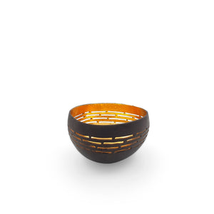 
                  
                    Load image into Gallery viewer, Coconut Candle Holder Carved Bowl Gold
                  
                