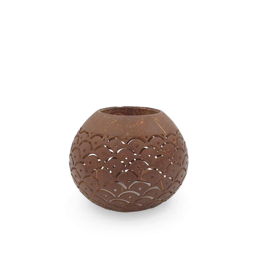 
                  
                    Load image into Gallery viewer, Coconut Candle Holder Brown Carved
                  
                