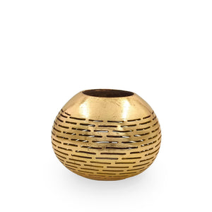 
                  
                    Load image into Gallery viewer, Coconut Candle Holder Gold Carved
                  
                