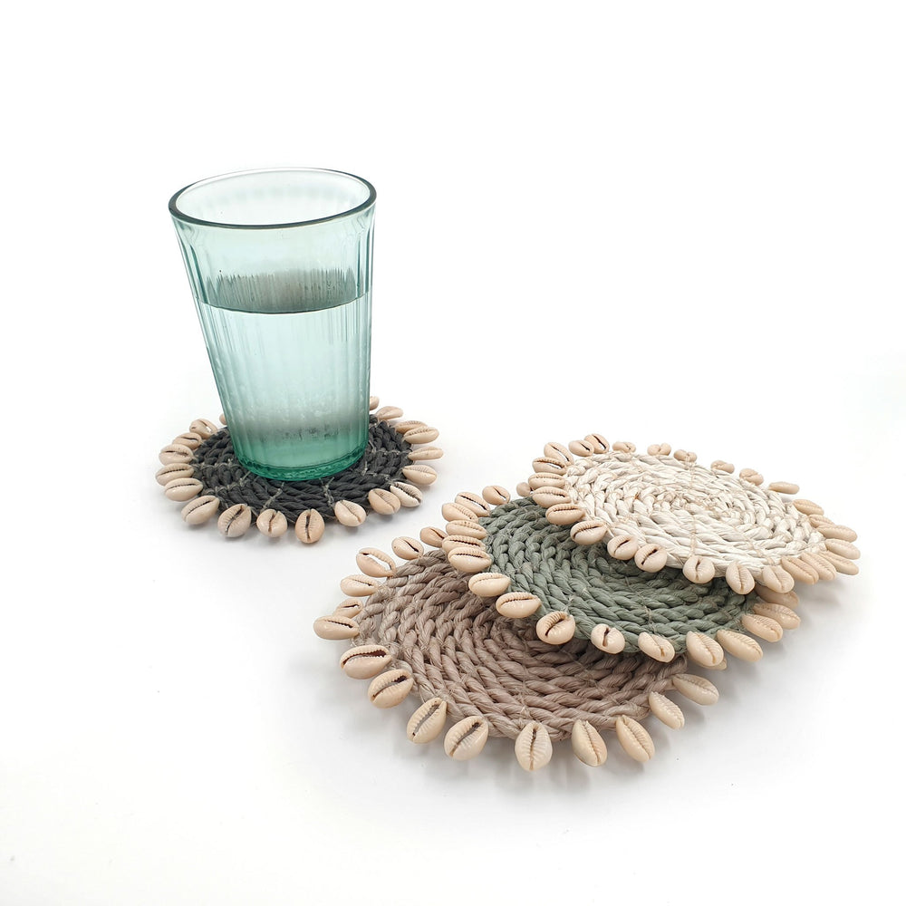 Coaster Seagrass with Cowrie Shells