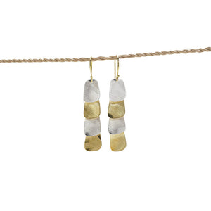 
                  
                    Load image into Gallery viewer, earring 4 rectangle mix gold silver front
                  
                