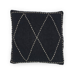 
                  
                    Load image into Gallery viewer, black hand embroidery cotton pillow double diamond
                  
                