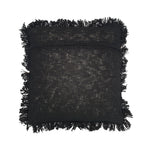 black hand embroidery cotton pillow with fringes back