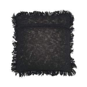 
                  
                    Load image into Gallery viewer, black hand embroidery cotton pillow with fringes back
                  
                