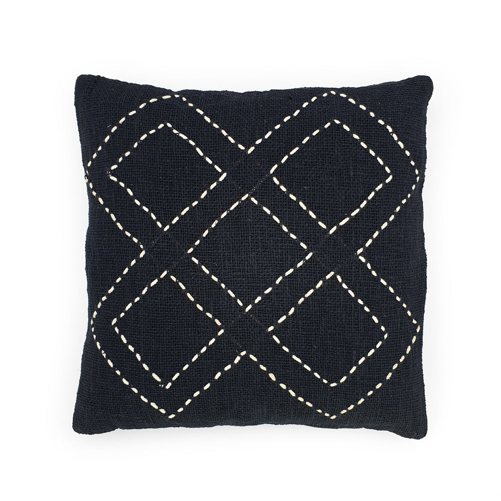 black hand embroidery cotton pillow 5 diamonds