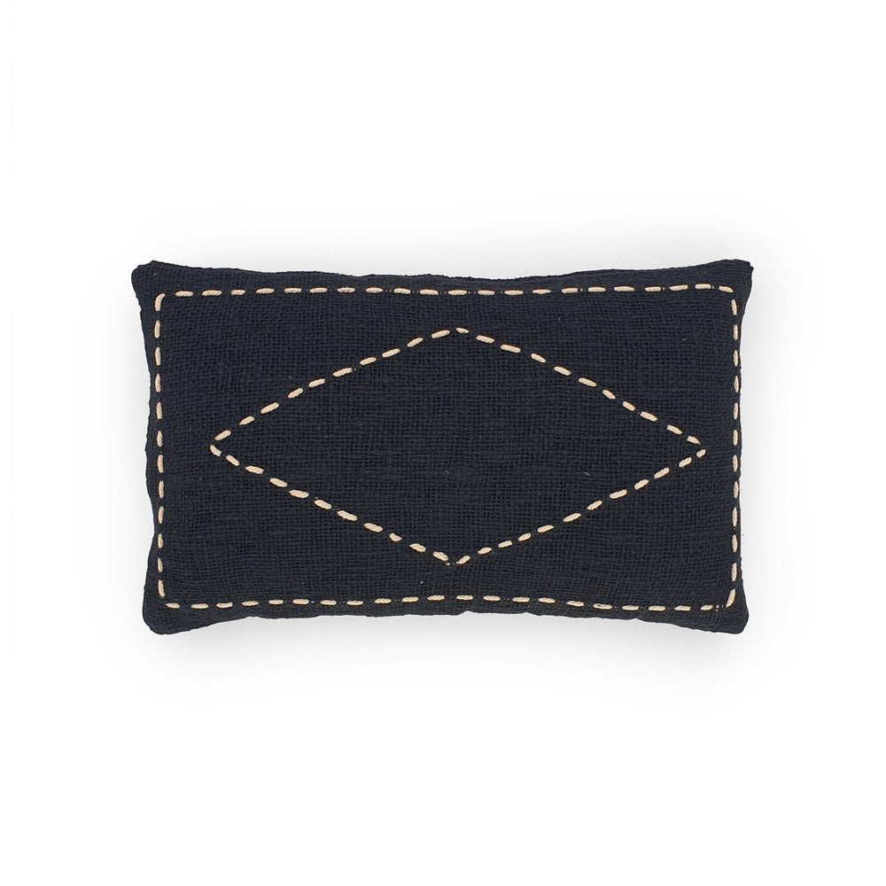 
                  
                    Load image into Gallery viewer, black rectangle hand embroidery cotton pillow diamond
                  
                