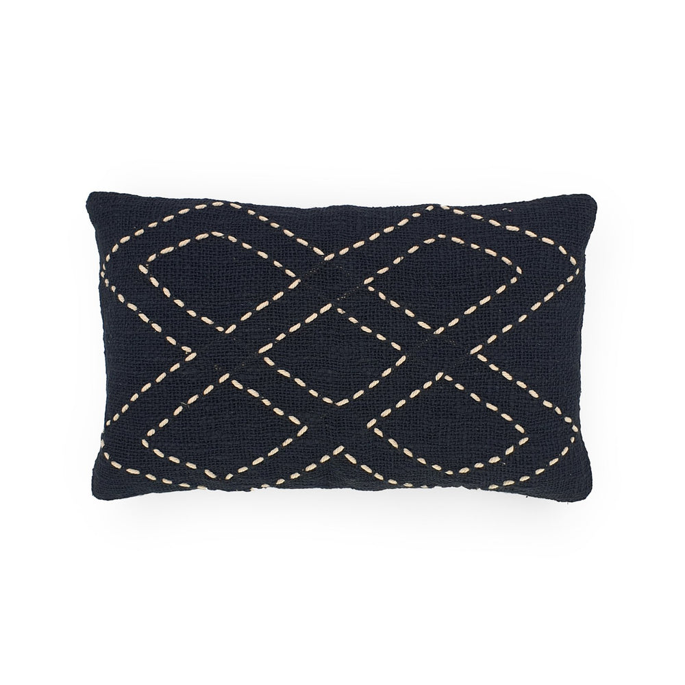 
                  
                    Load image into Gallery viewer, black rectangle hand embroidery cotton pillow 5 diamonds
                  
                