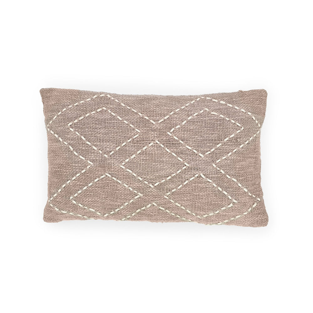 sandy grey rectangle hand embroidery cotton pillow 5 diamonds