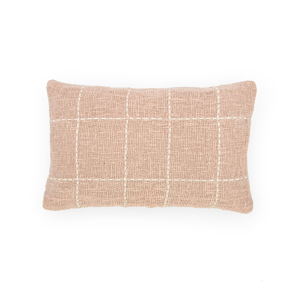 
                  
                    Load image into Gallery viewer, pink rectangle hand embroidery cotton pillow squares
                  
                