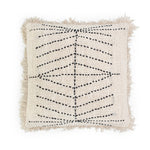 white hand embroidery cotton pillow with fringes pinecone