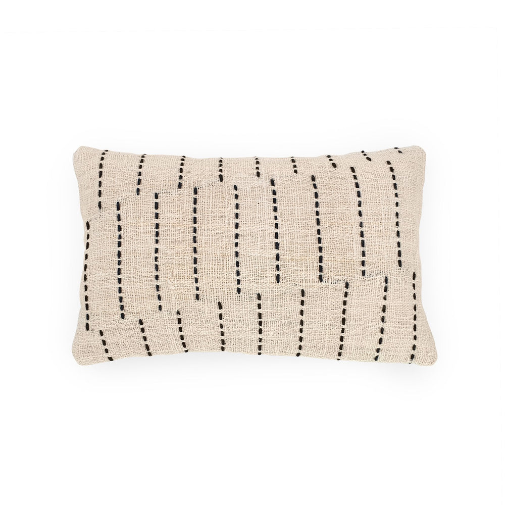 white rectangle hand embroidery cotton pillow stripe & lines