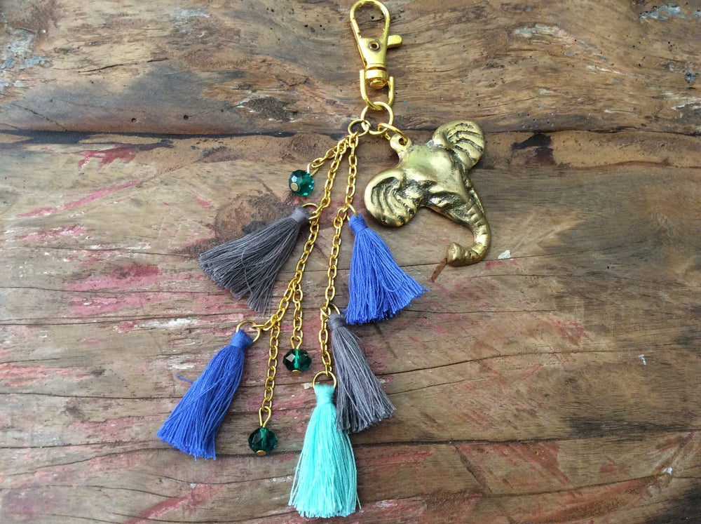 
                  
                    Load image into Gallery viewer, Keychain Tribal Tassel Elephant Head
                  
                