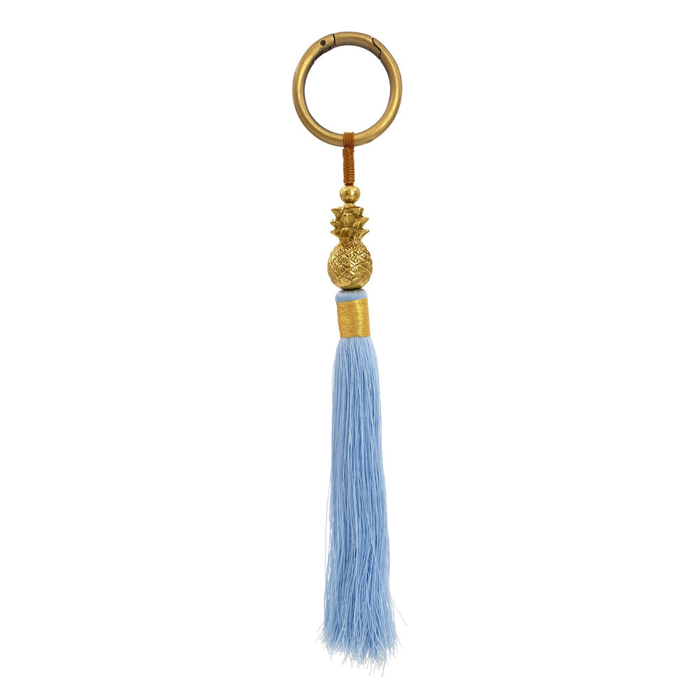 
                  
                    Load image into Gallery viewer, Keychain brass pineapple with blue tassel gold color
                  
                