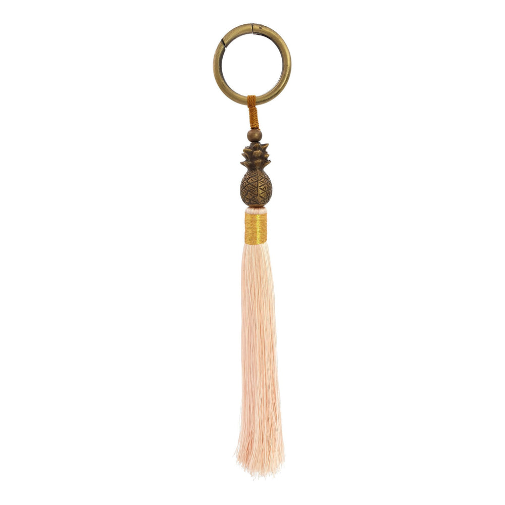 
                  
                    Load image into Gallery viewer, Keychain brass pineapple with pink tassel gold color
                  
                