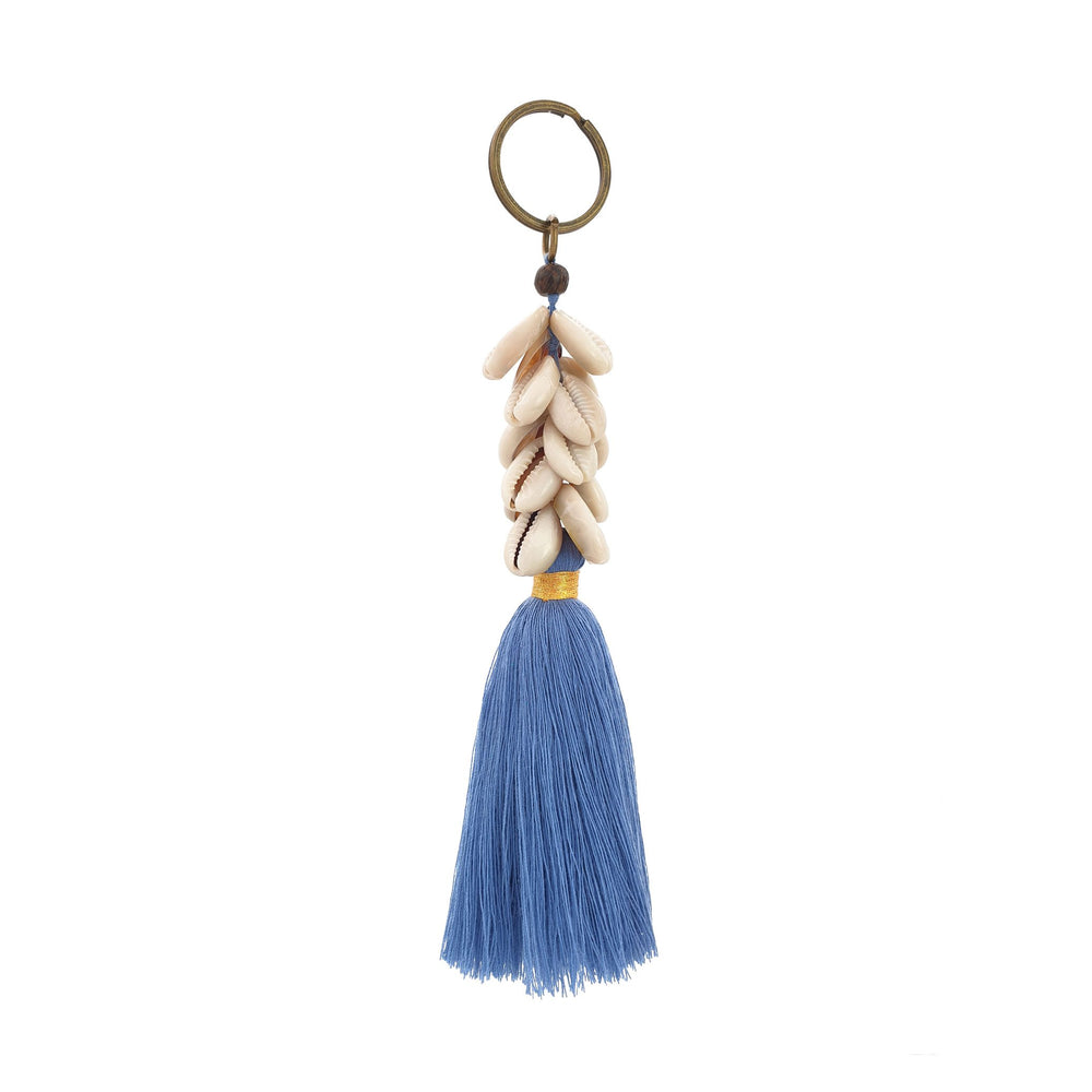 Keychain ocean blue tassel with shell