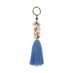 Keychain ocean blue tassel with shell