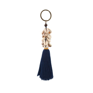 
                  
                    Load image into Gallery viewer, Keychain navy tassel with shell
                  
                