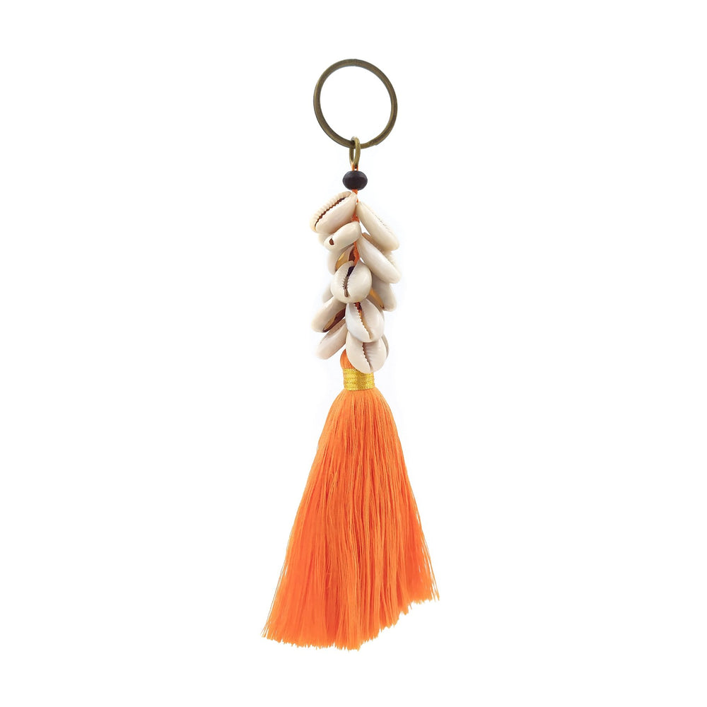
                  
                    Load image into Gallery viewer, Keychain orange tassel with shell
                  
                