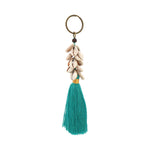 Keychain turquoise tassel with shell