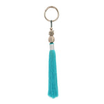 Keychain brass pineapple with turquoise tassel silver plated