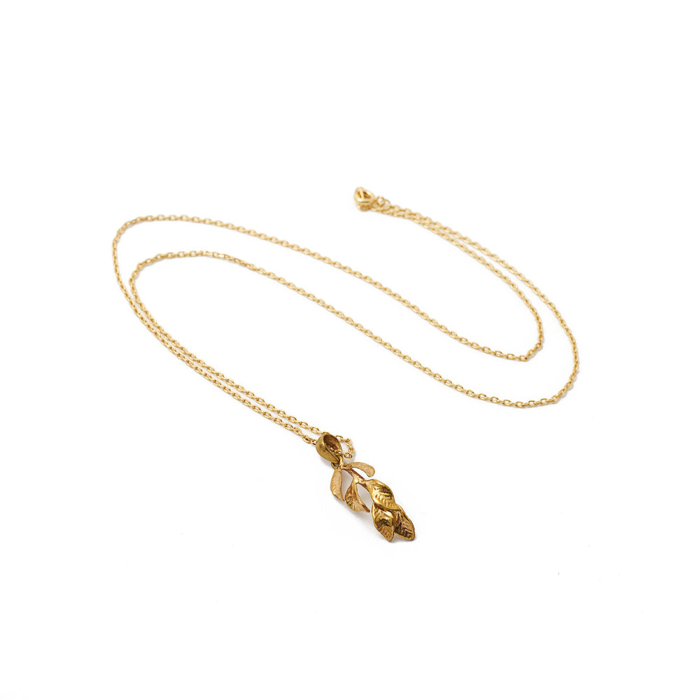 necklace forest 6 leaf gold