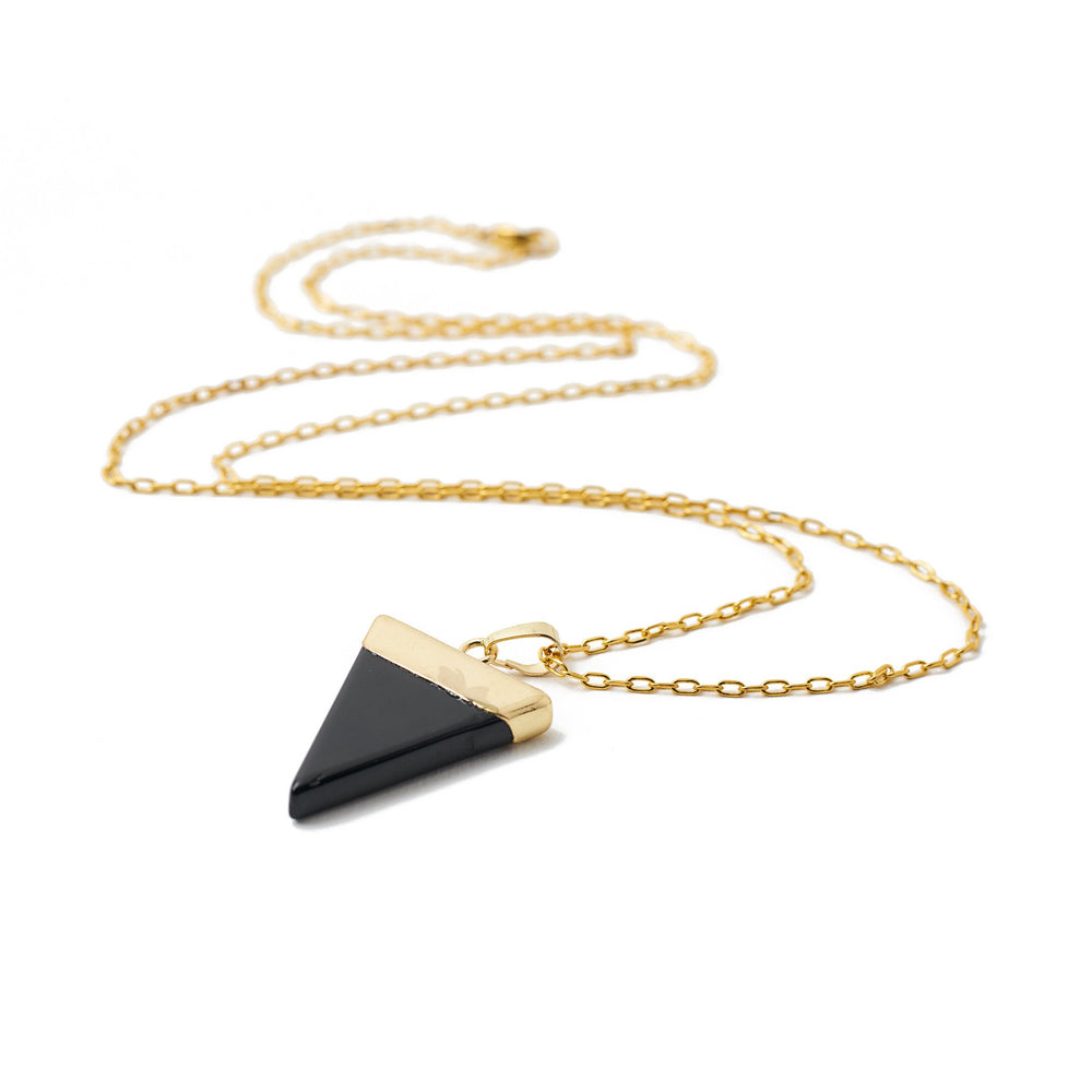 
                  
                    Load image into Gallery viewer, necklace stone triangle onyx gold
                  
                