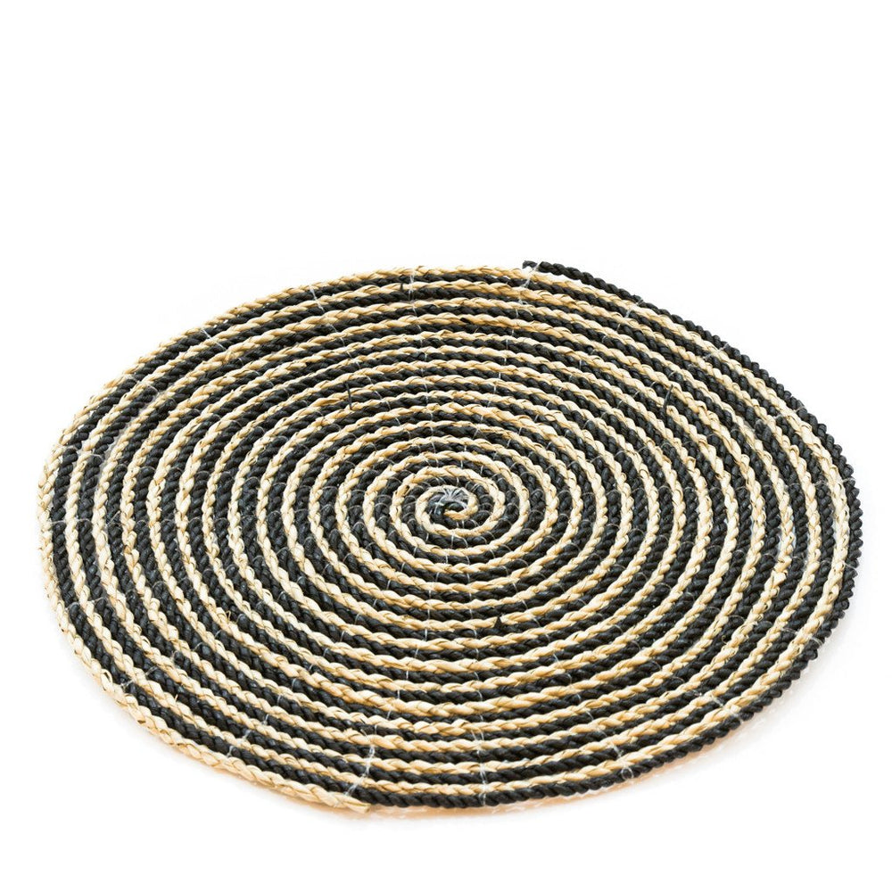 placemat round black natural