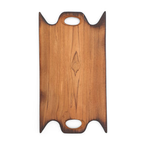 
                  
                    Load image into Gallery viewer, Teak wood cutting board rectangle XL burned edge
                  
                