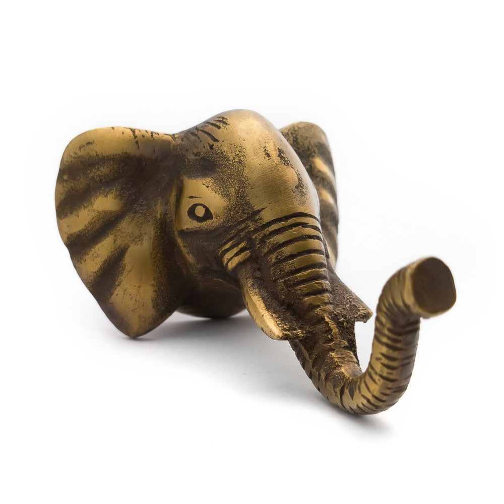 
                  
                    Load image into Gallery viewer, Hook Brass Elephant Antique Gold Color Angle
                  
                