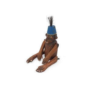 
                  
                    Load image into Gallery viewer, wooden monkey figurine blue small side
                  
                