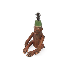 
                  
                    Load image into Gallery viewer, wooden monkey figurine green small side
                  
                