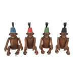Wooden monkey figurine set large