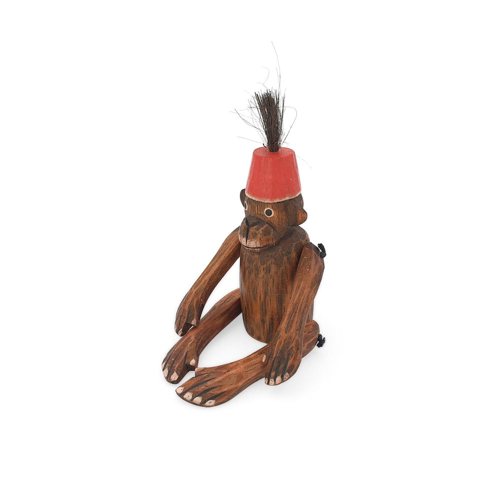 
                  
                    Load image into Gallery viewer, wooden monkey figurine red small side
                  
                