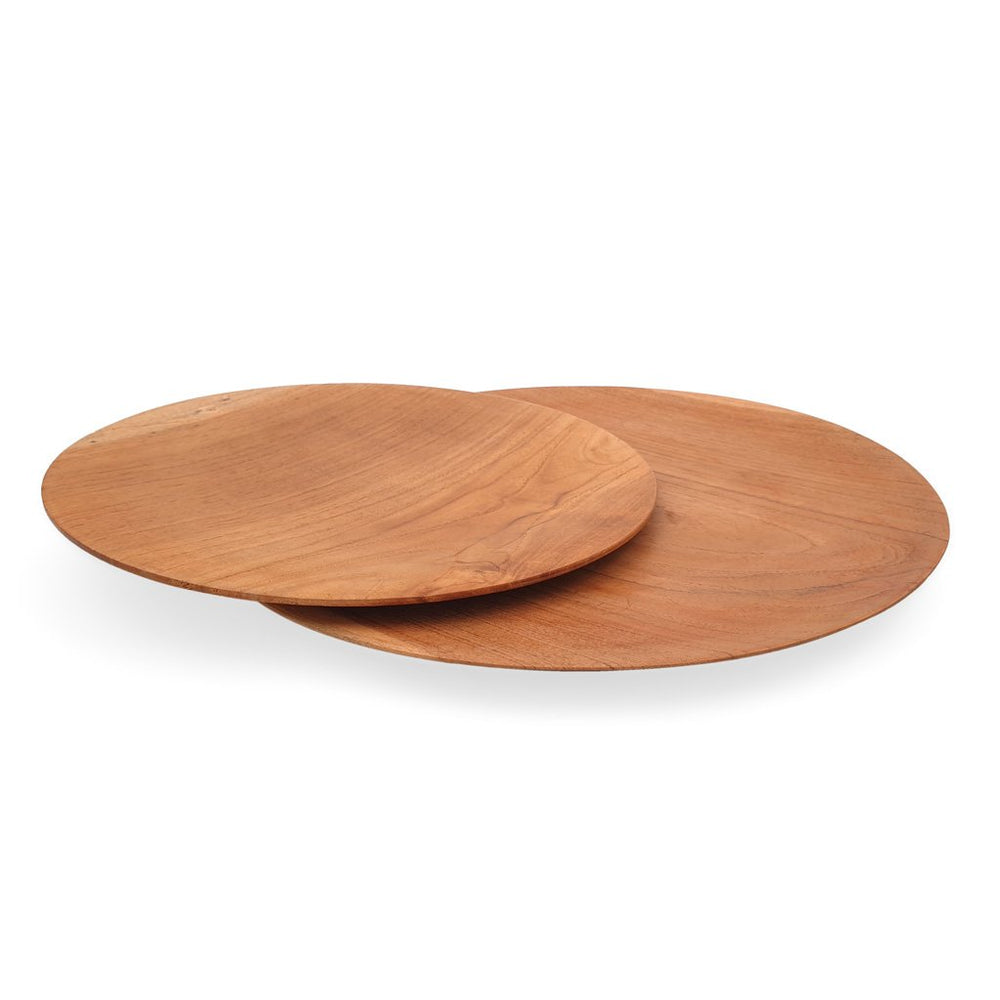 
                  
                    Load image into Gallery viewer, Teak wood plate round side
                  
                