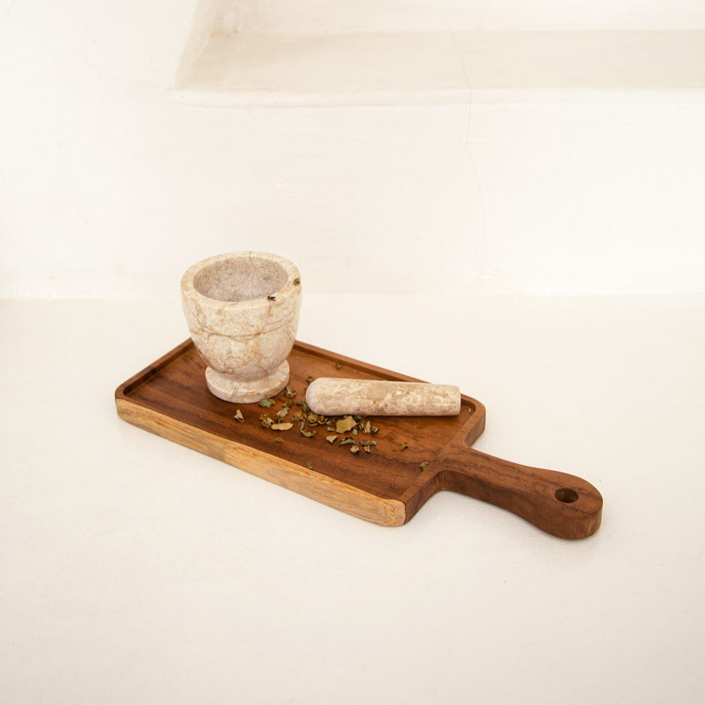 Wooden Cutting Board or tray Rustic with Long Handle